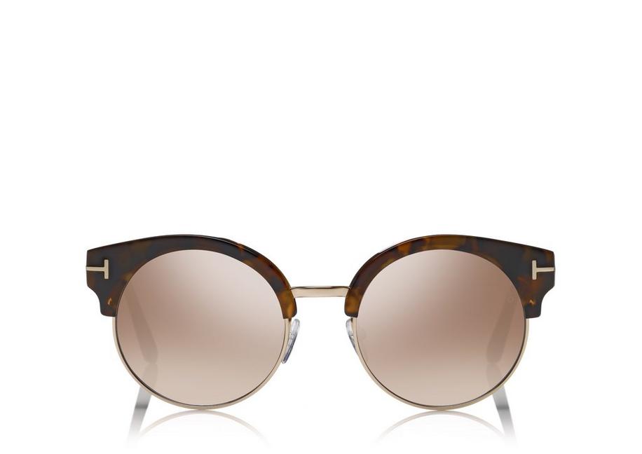 Tom Ford Alissa TF608 Oversized Round Sunglasses Light Havana 56G Tom Ford ALISSA FT0608 56G Havana Silver Round Mirror  main image 3
